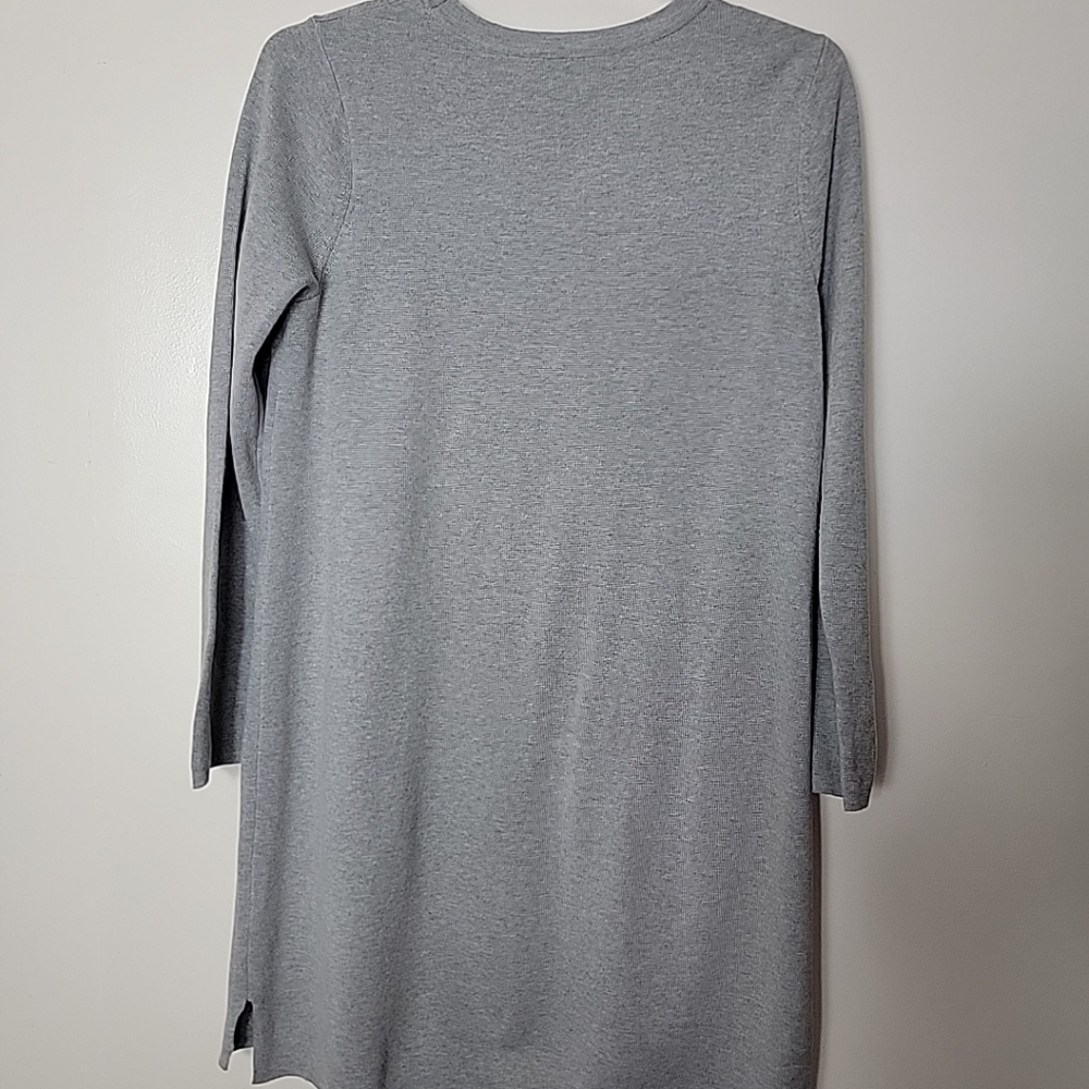 Pure Jill Gray Knit Long Sleeve Tunic Sweater Dress Block Pockets Small - Picture 2 of 8